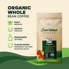 Juan Valdez 16 oz bag beside measuring scale showing true size and portioning
