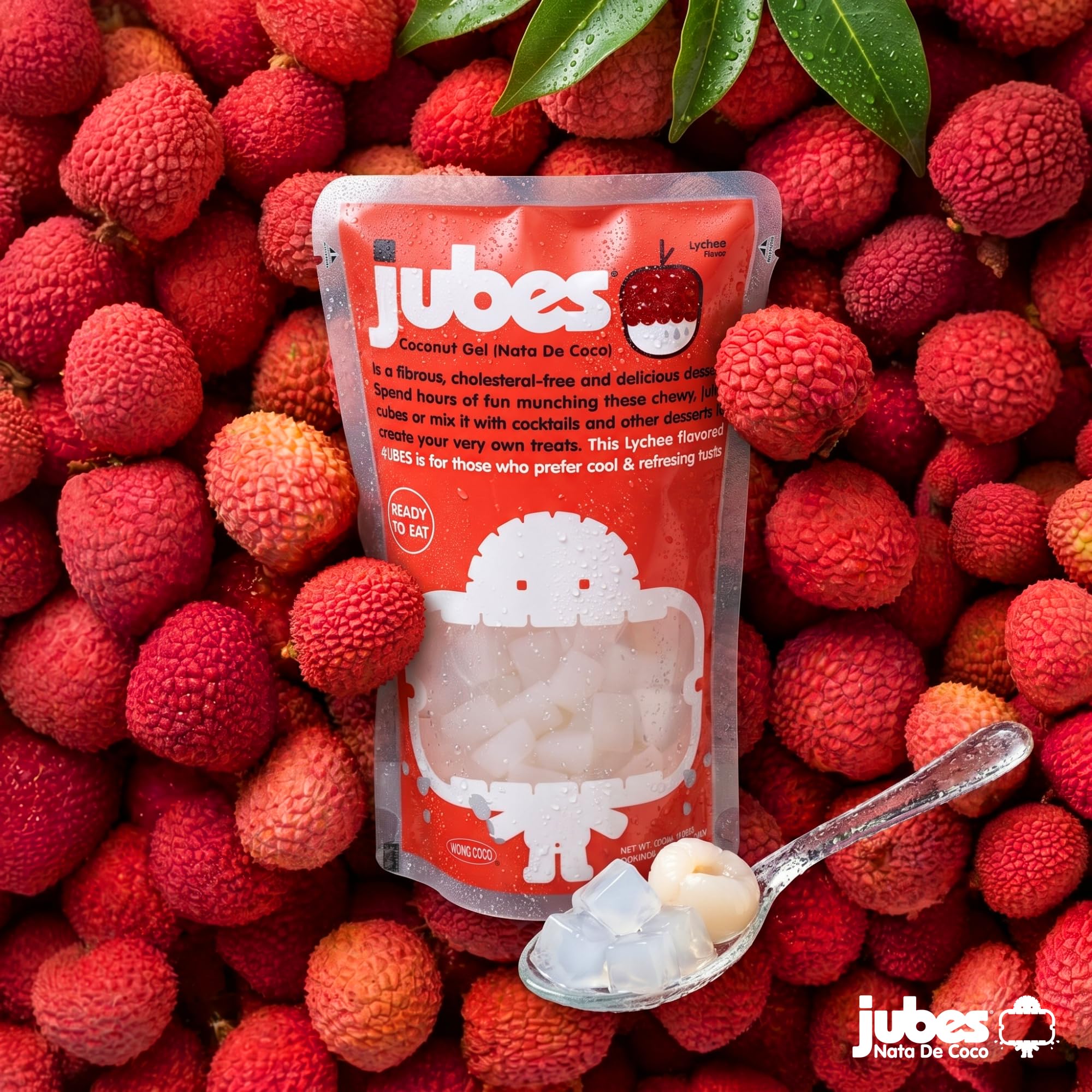 Jubes cubes added to fruit tea showing chewiness and drink enhancement benefit