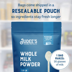 Judee's Gluten Free powder close-up texture, smooth creaminess for baking