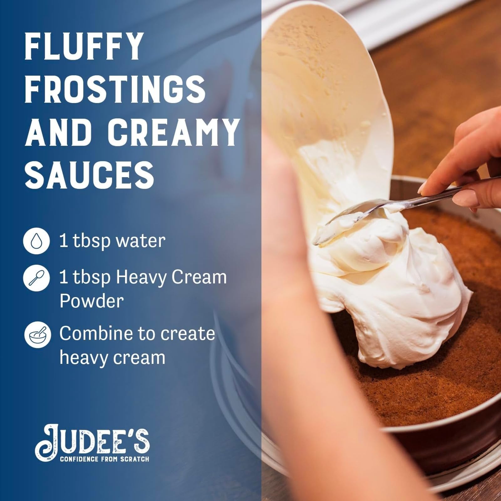 Judee's Gluten Free being poured into coffee illustrating creamy richness for beverages