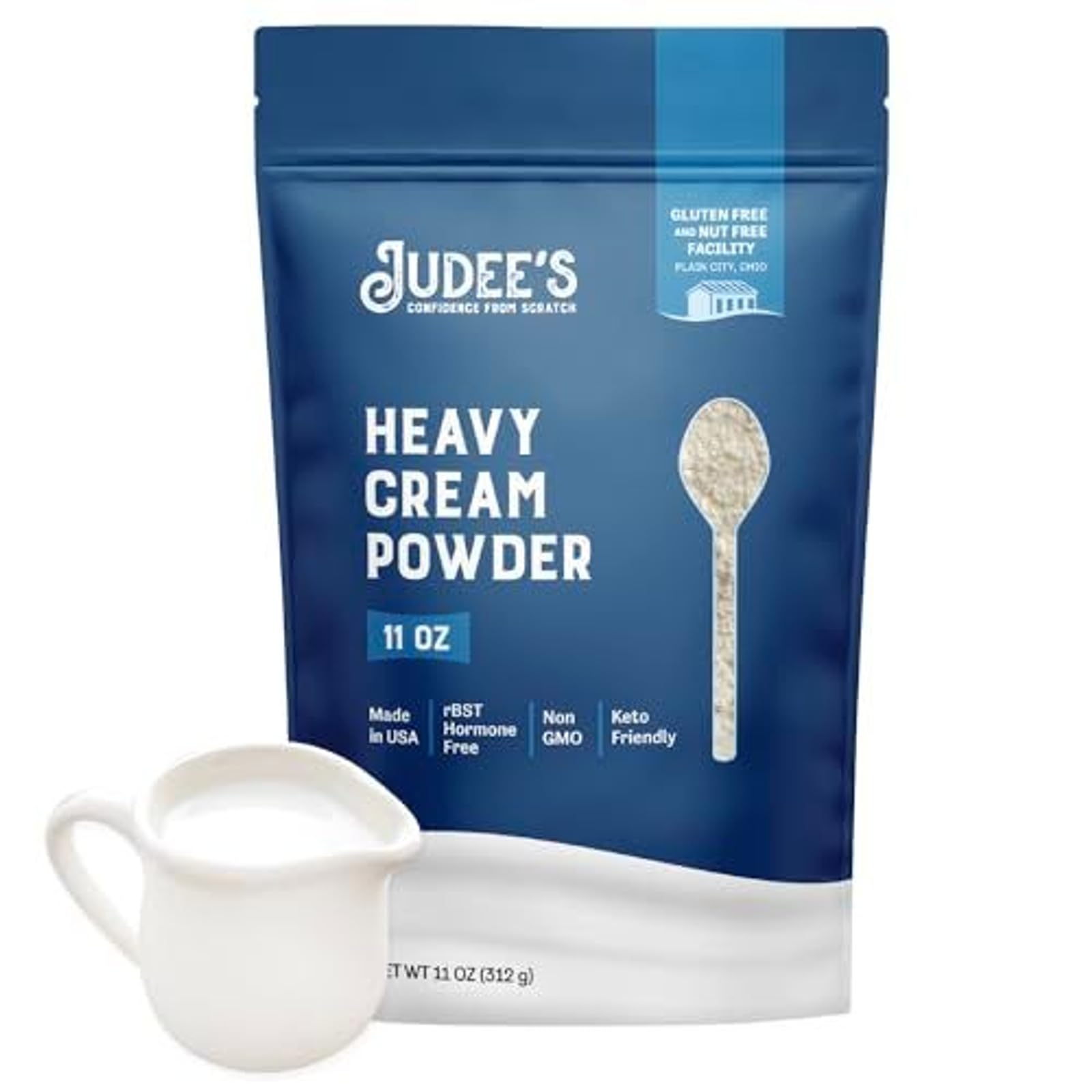 Judee's Gluten Free front pouch showing product and resealable feature for pantry convenience