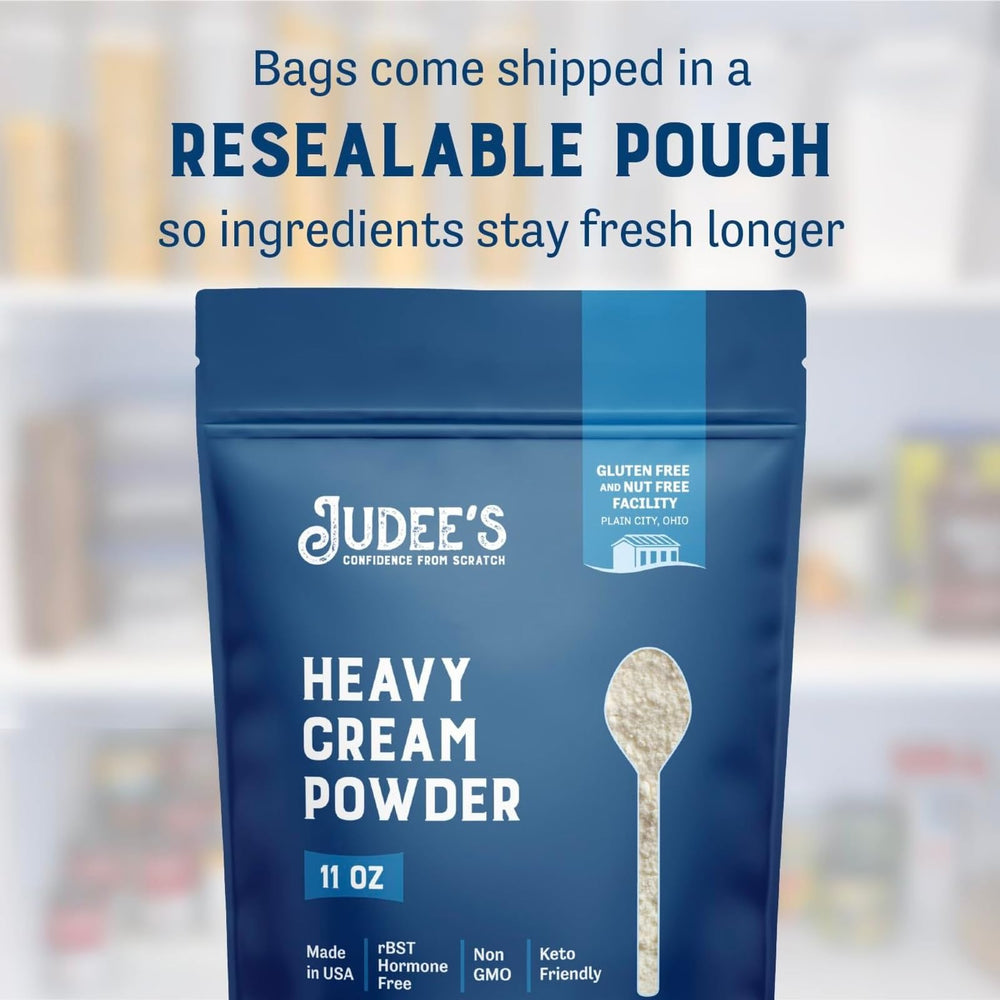 Judee's Gluten Free reconstituted cream in bowl demonstrating creamy consistency for recipes
