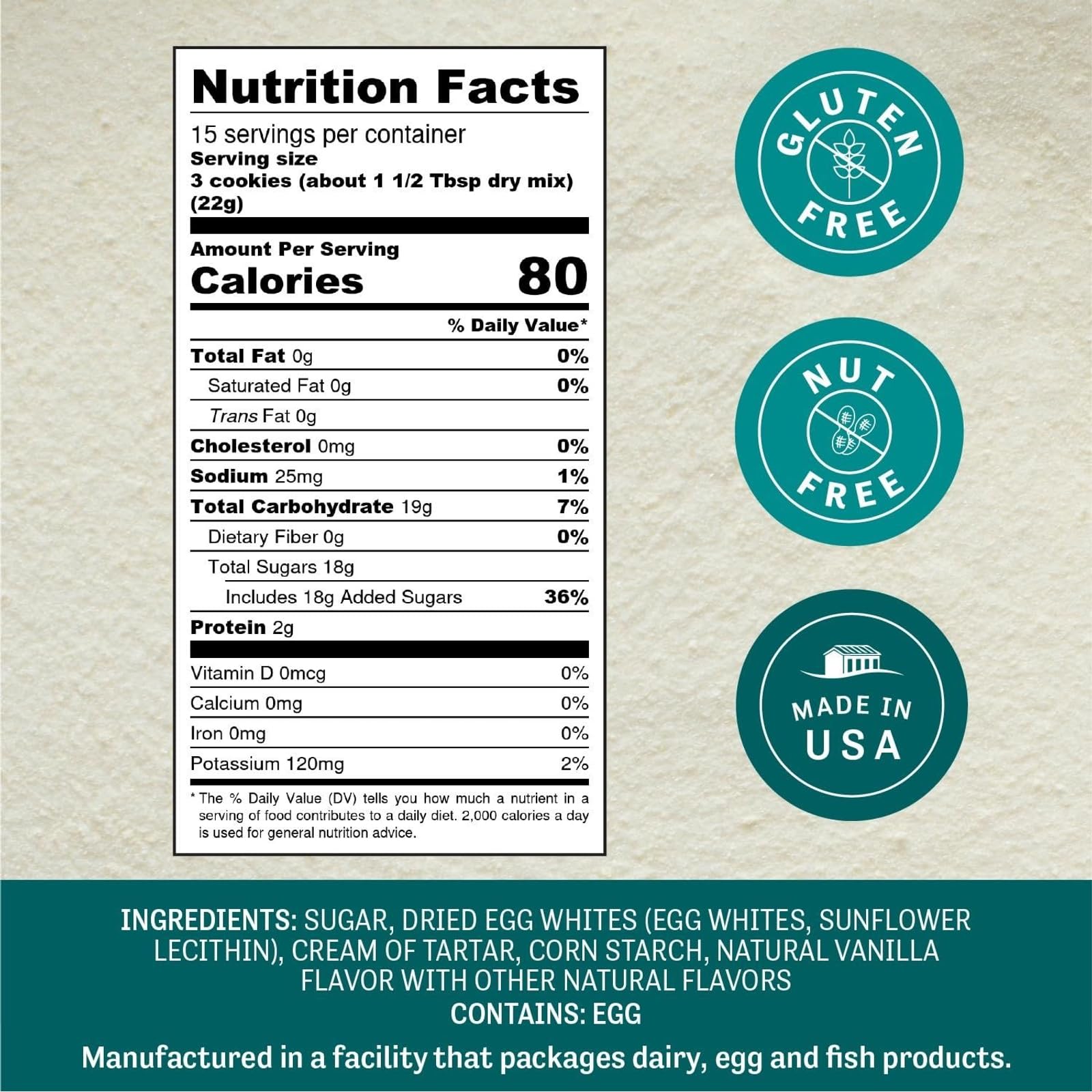 Judee's Gluten Free ingredient panel close-up displaying allergen information for safe use