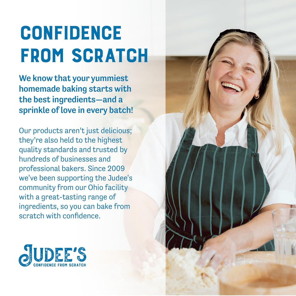 Judee's label close-up showing non-GMO, gluten-free, and USA-made benefits
