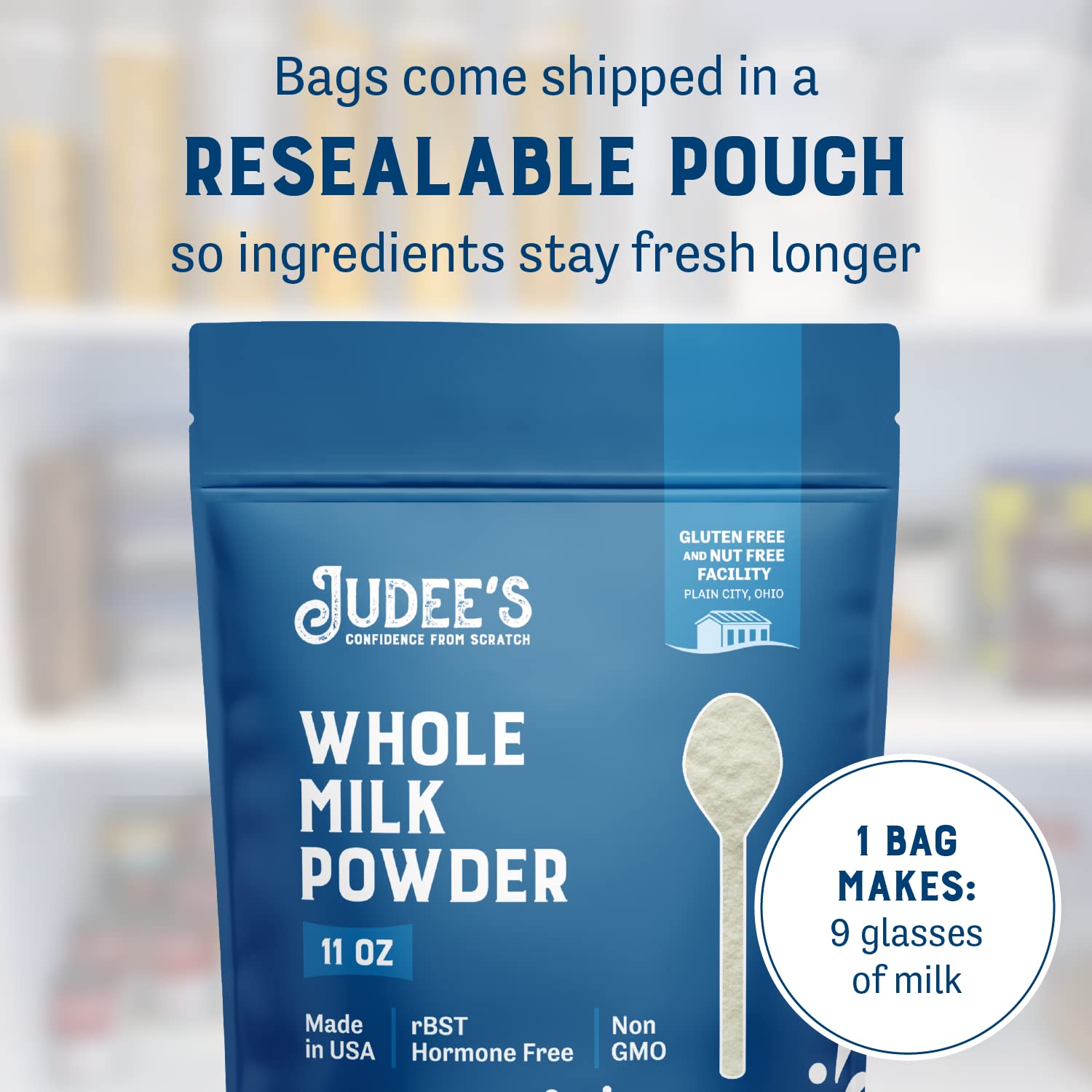 Judee's powdered texture close-up, highlights fine, baking-friendly consistency