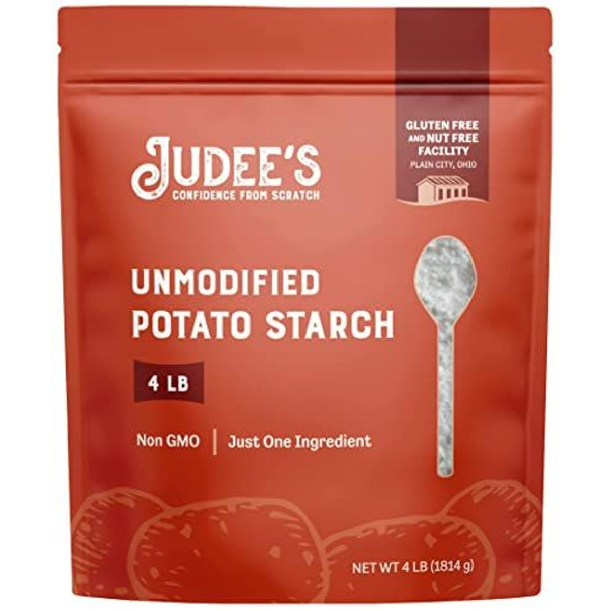 Judee's Gluten Free front pouch showing product branding and size benefit