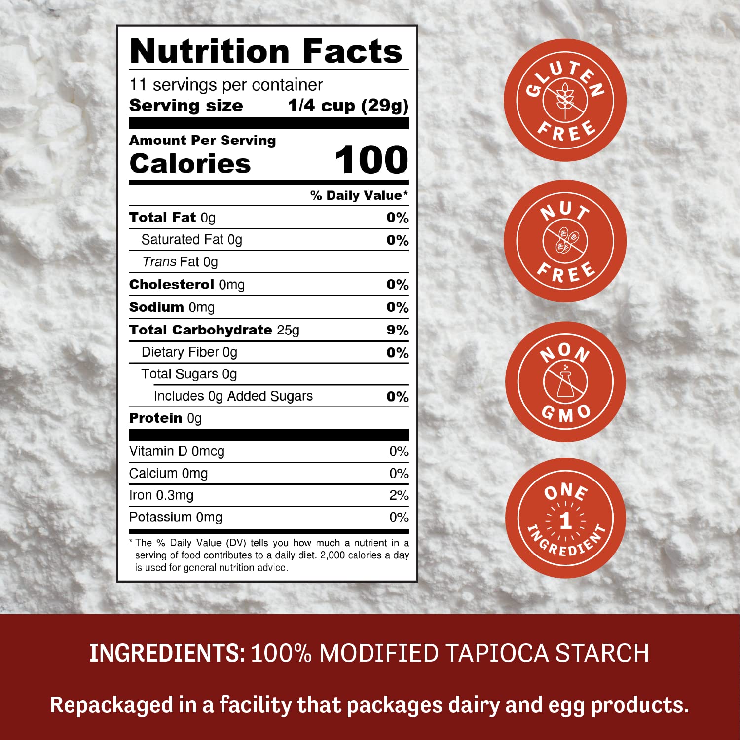 Judee's tapioca powder close-up highlighting smooth texture and mixing ease