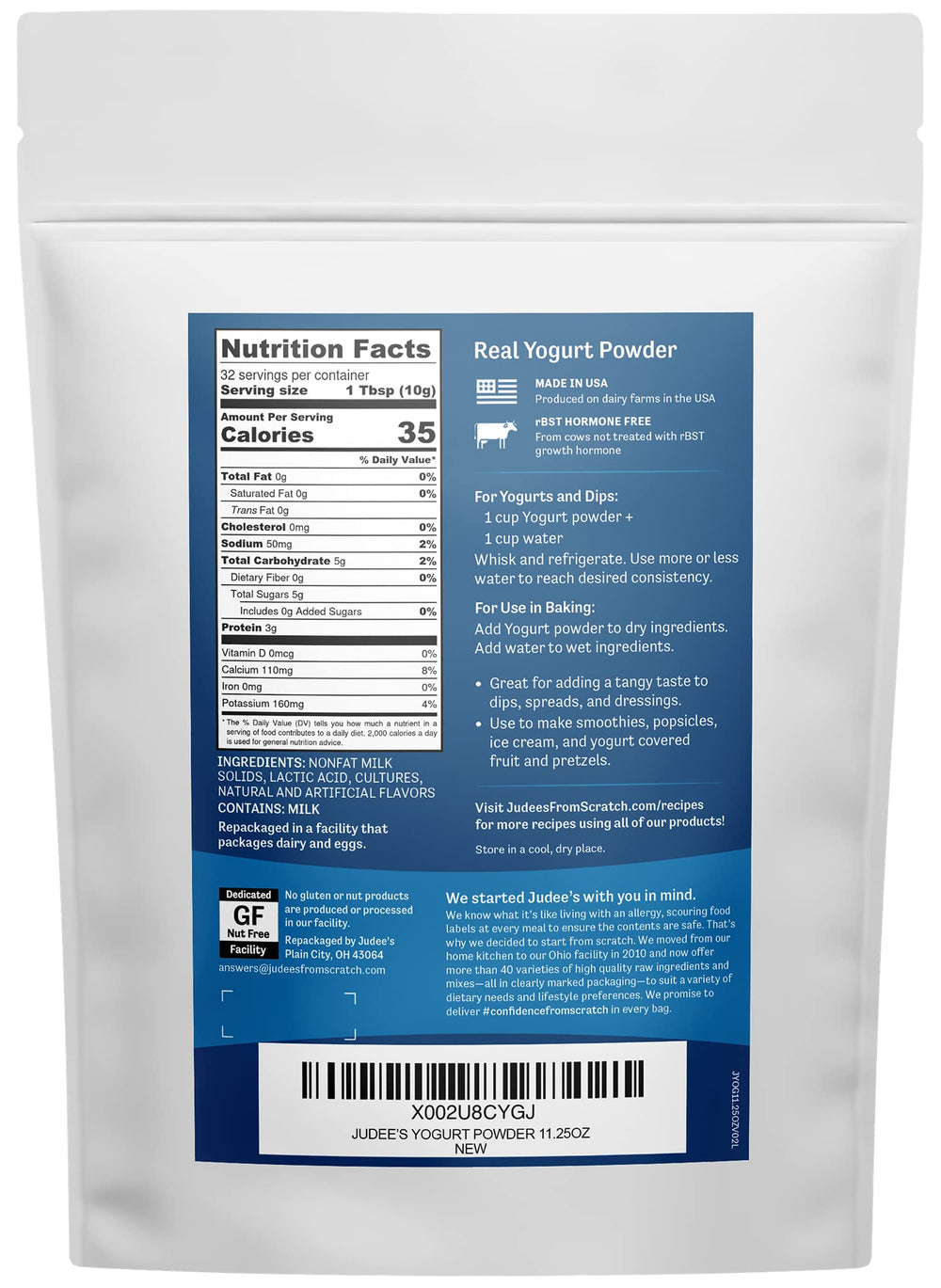 Judee's Gluten Free resealable pouch detail preserving freshness benefit