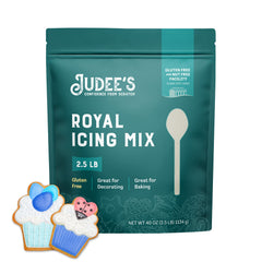 Judee's pouch front view showing product and gluten-free benefit