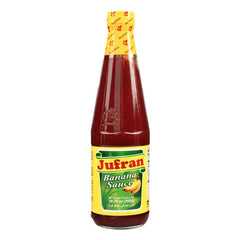 Jufran banana sauce front bottle showing label and 19.76 oz size for clear product ID and choice