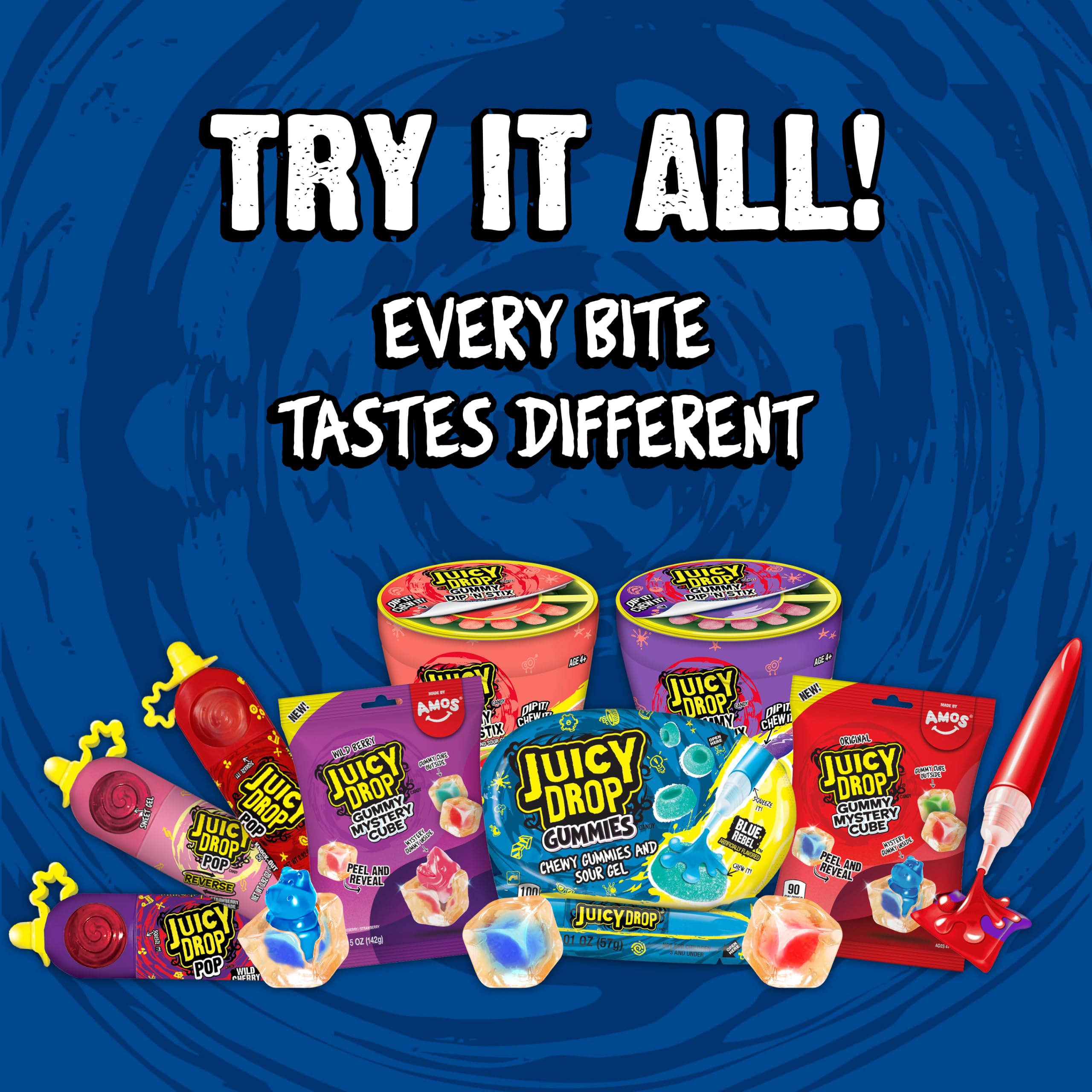 Party bowl filled with Juicy Drop pops, vibrant centerpiece for gatherings