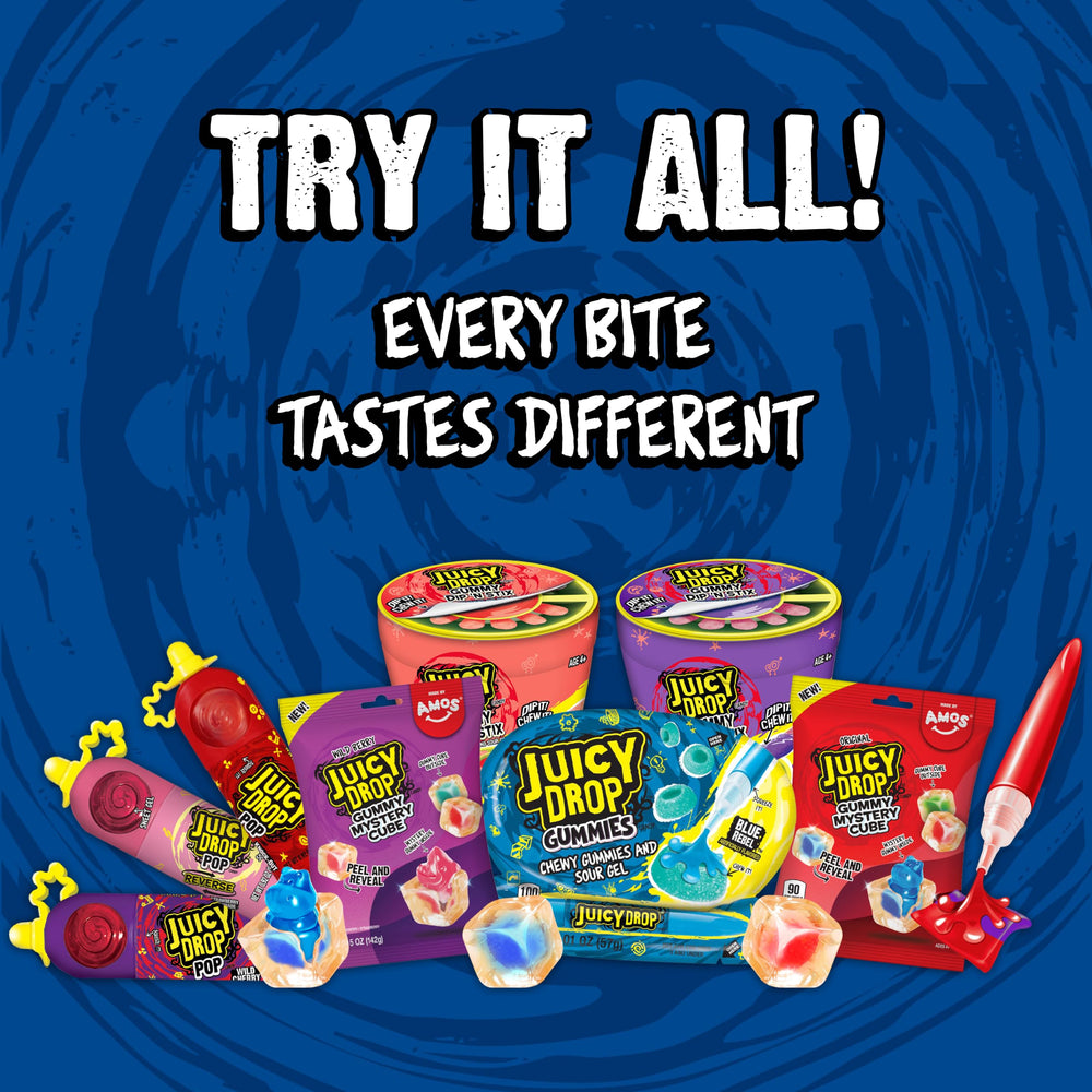 Party bowl filled with Juicy Drop pops, vibrant centerpiece for gatherings