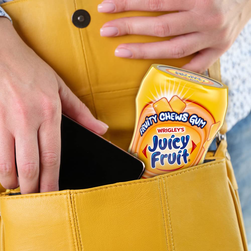 JUICY FRUIT bottle in car cupholder for travel freshness and easy access