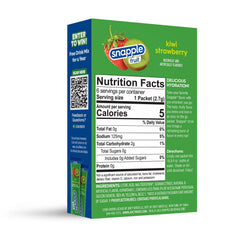 Juicy Mixes Snapple single stick close-up illustrating easy tear-open portion for travel