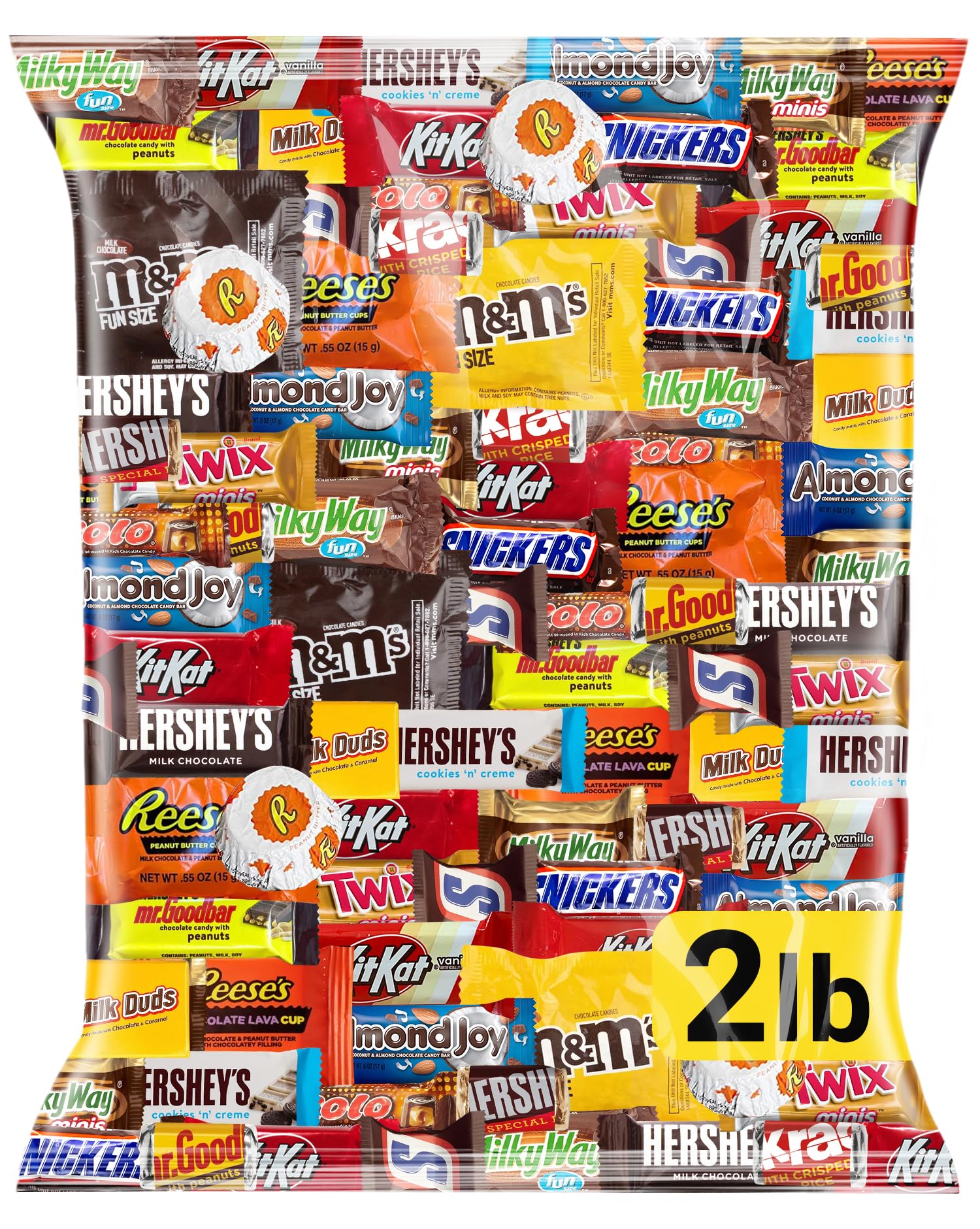 Jumblet front view of assorted mini chocolate bars showing variety and easy sharing
