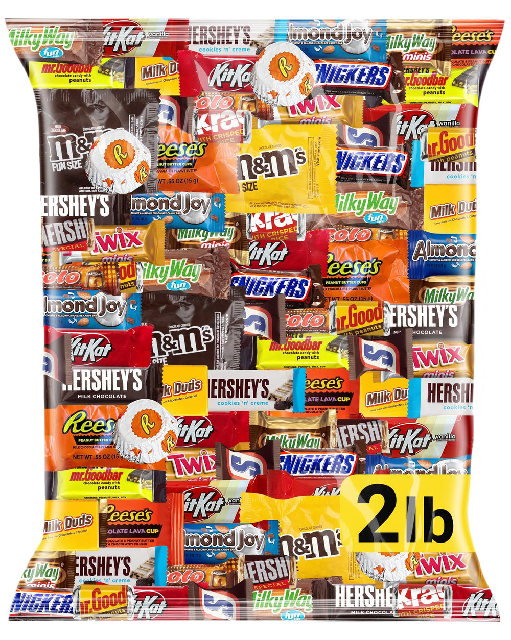 Jumblet front view of assorted mini chocolate bars showing variety and easy sharing