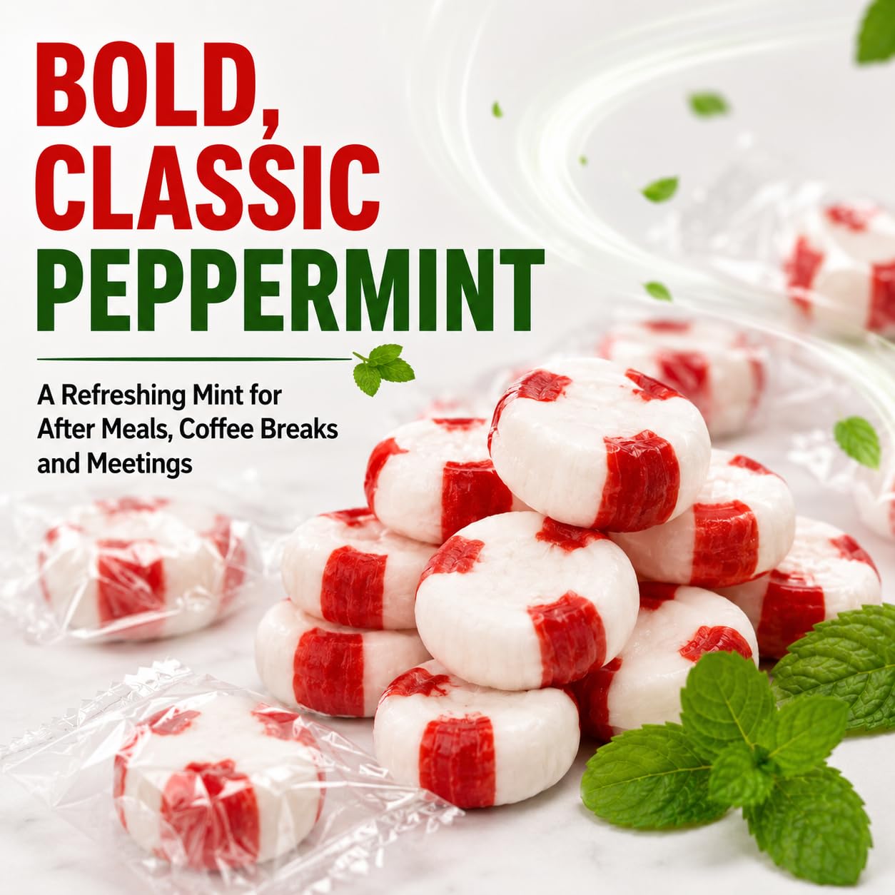 Jumblet individually wrapped mint illustrating sanitary single-serve convenience