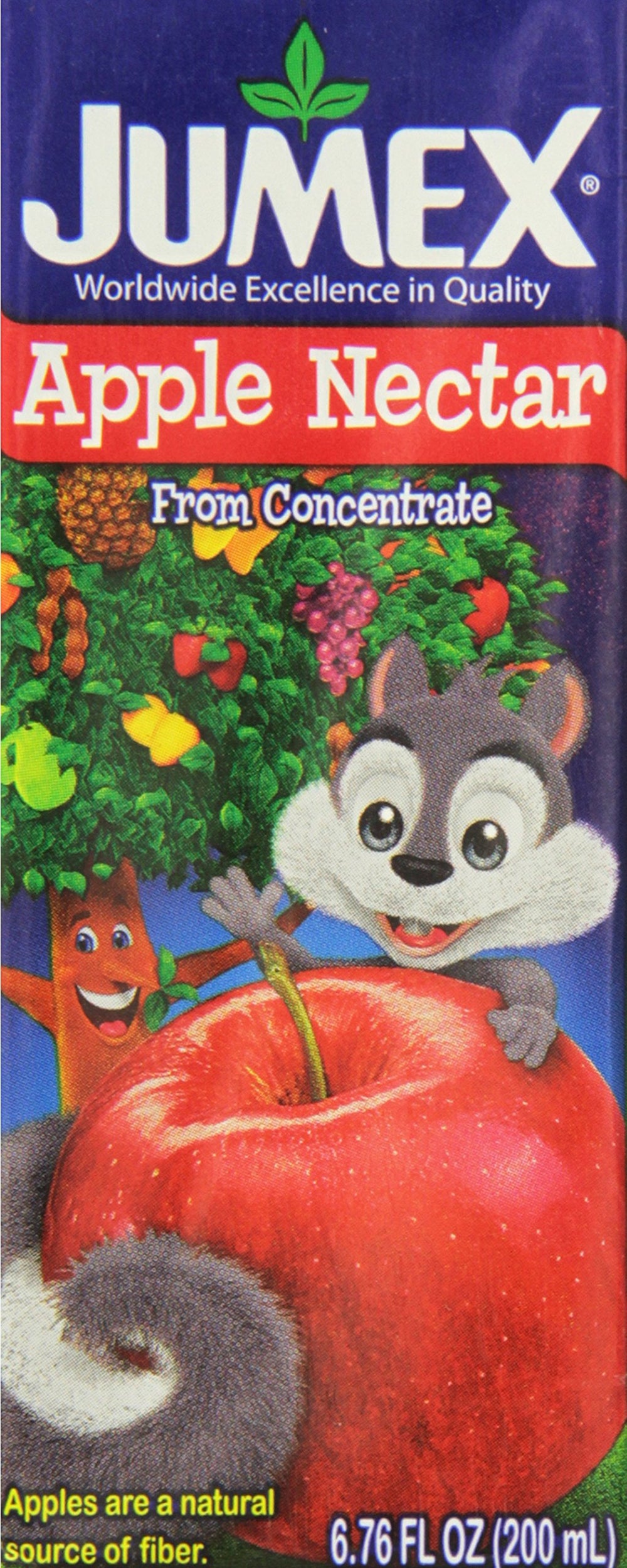 Jumex apple nectar front packaging showing carton and bold apple flavor benefit