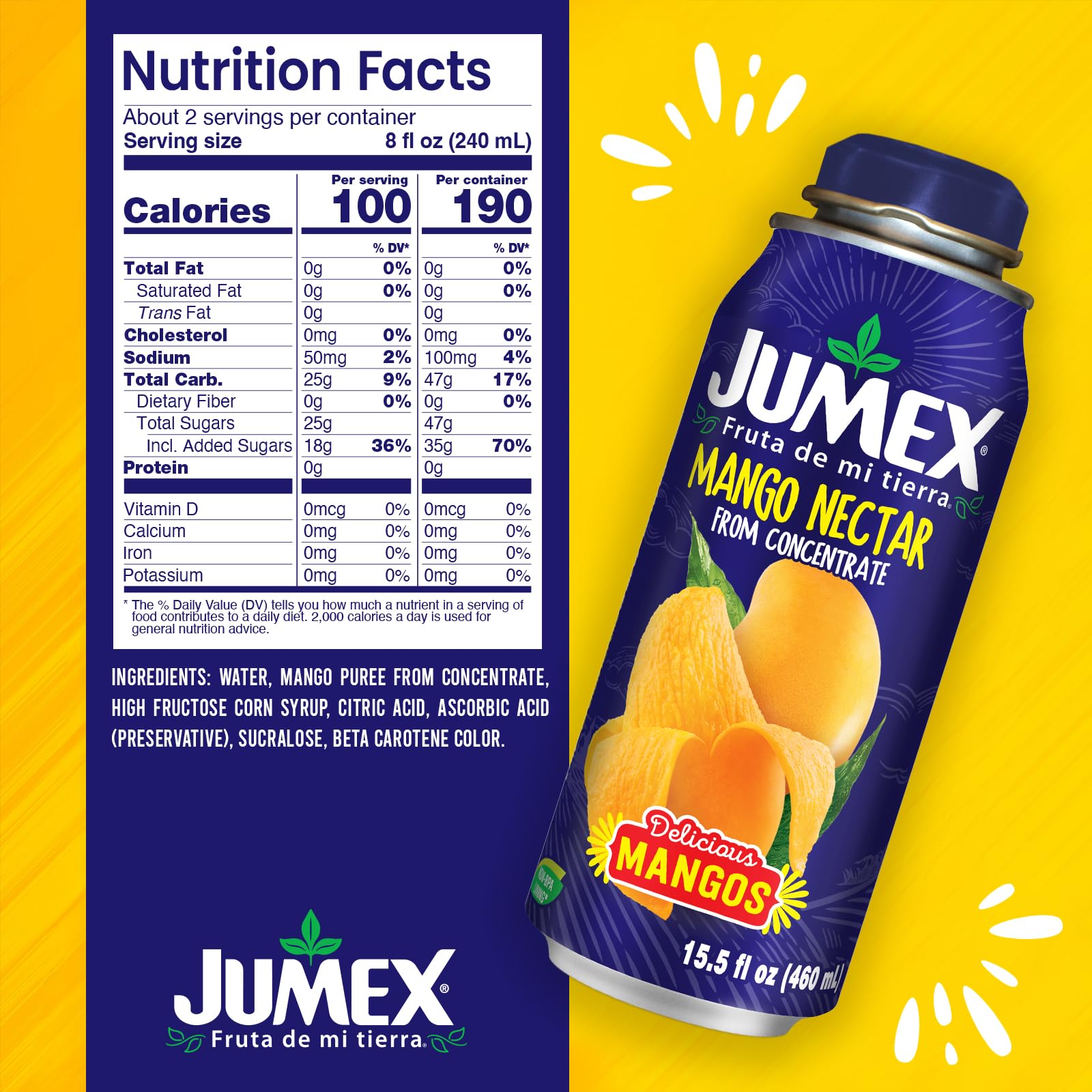 jumex bottle close-up of mango nectar texture highlighting real puree richness