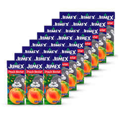 Jumex close-up pour of peach nectar showing thick texture and fruity richness