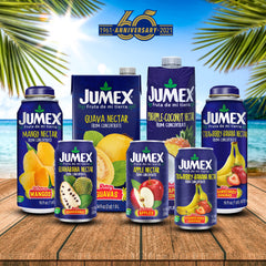 Jumex peach juice box inside a school lunchbox highlighting portability and convenience