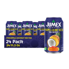 Jumex front can view showing pineapple coconut nectar and packaging benefit