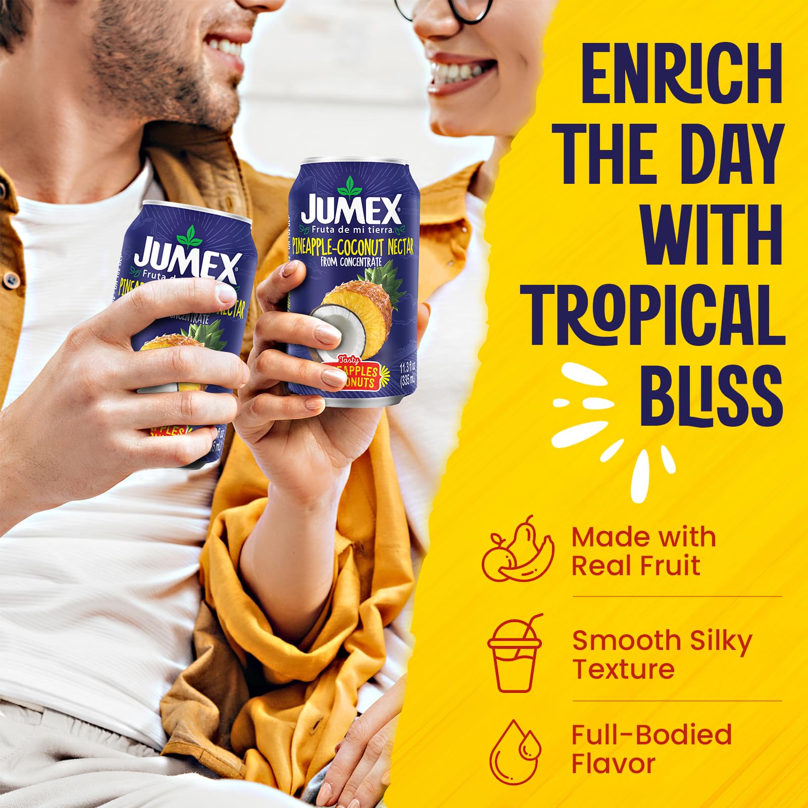 Jumex label detail with ingredients visible for authentic Mexican flavor benefit