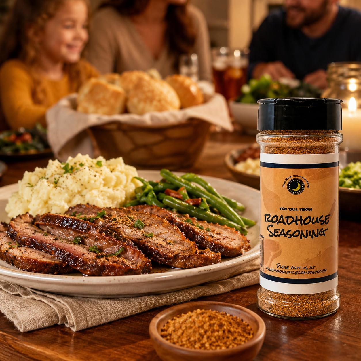 June Moon Spice Company rubbed on burger patty, improving flavor and caramelized sear