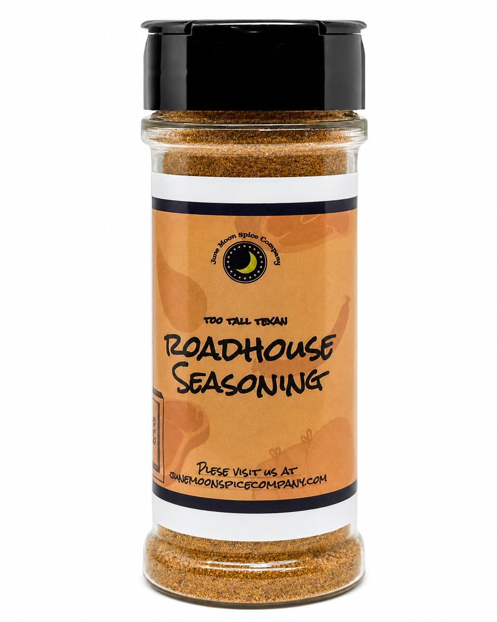 June Moon Spice Company front jar showing label and 5.5 oz size, clear benefit of premium presentation