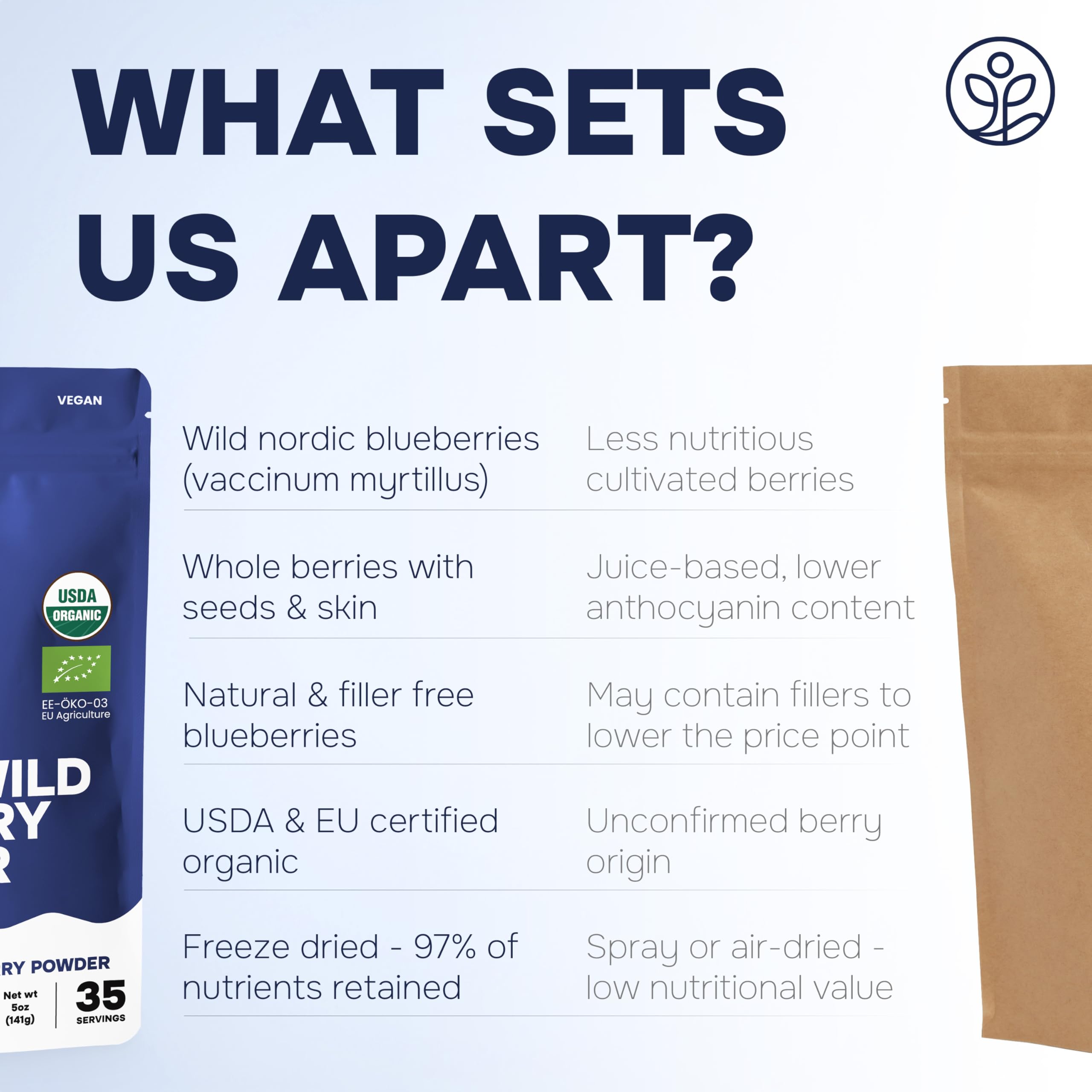 Jungle Powders with whole dried blueberries displays source berries and pure ingredient quality