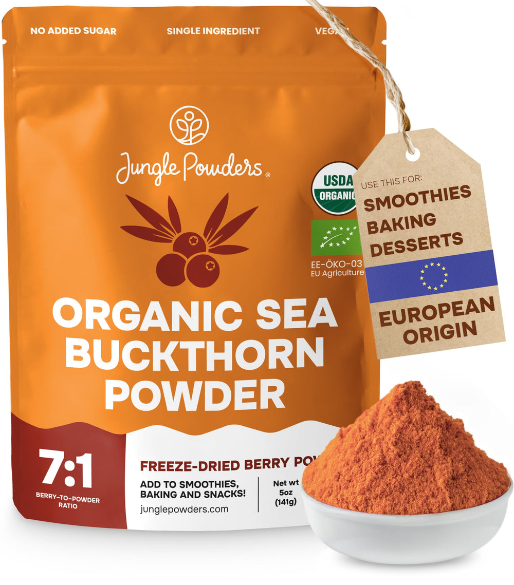 Jungle Powders front packaging showing 5 oz pouch and organic branding benefit convenience