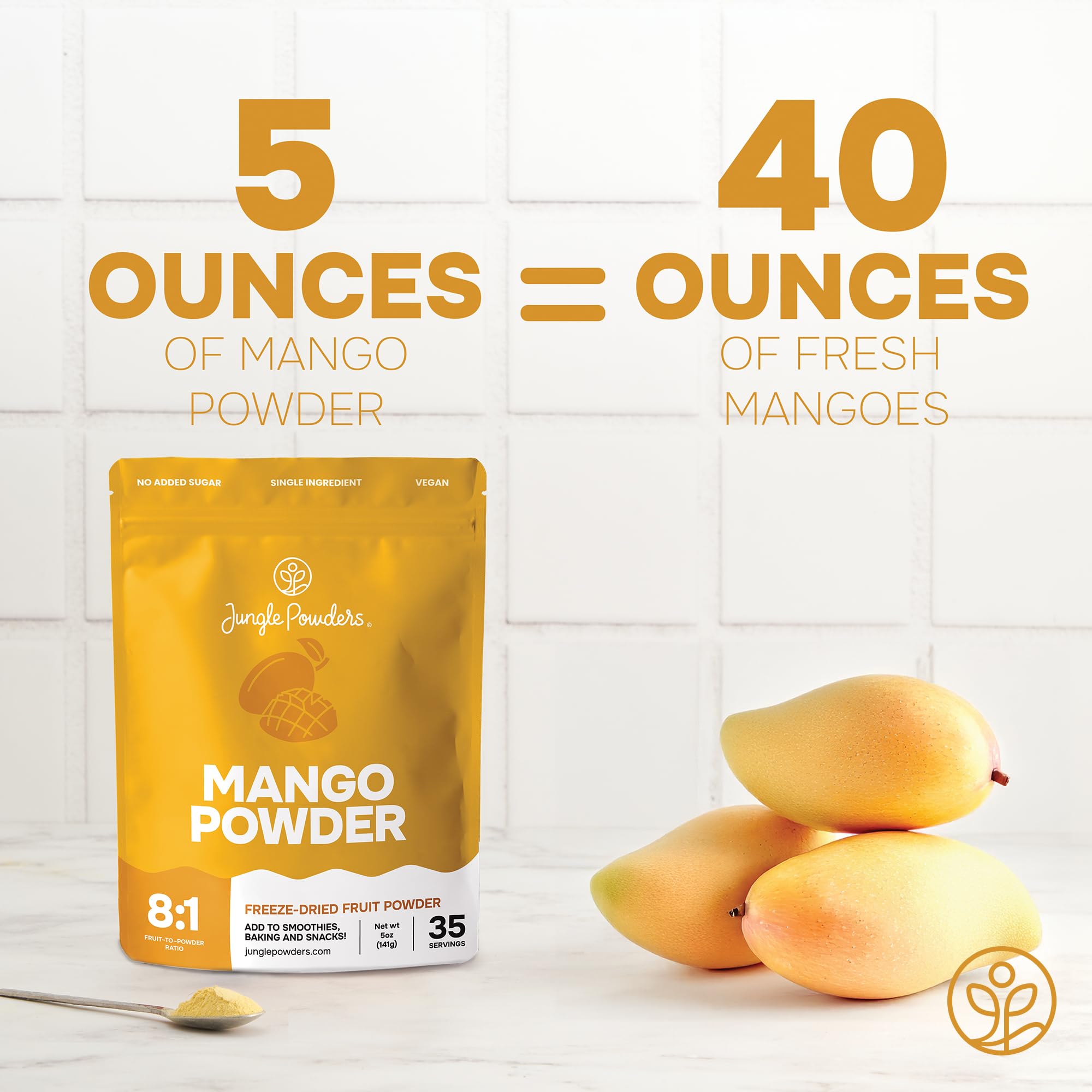 Jungle Powders blended smoothie with powder, vivid mango flavor boost benefit