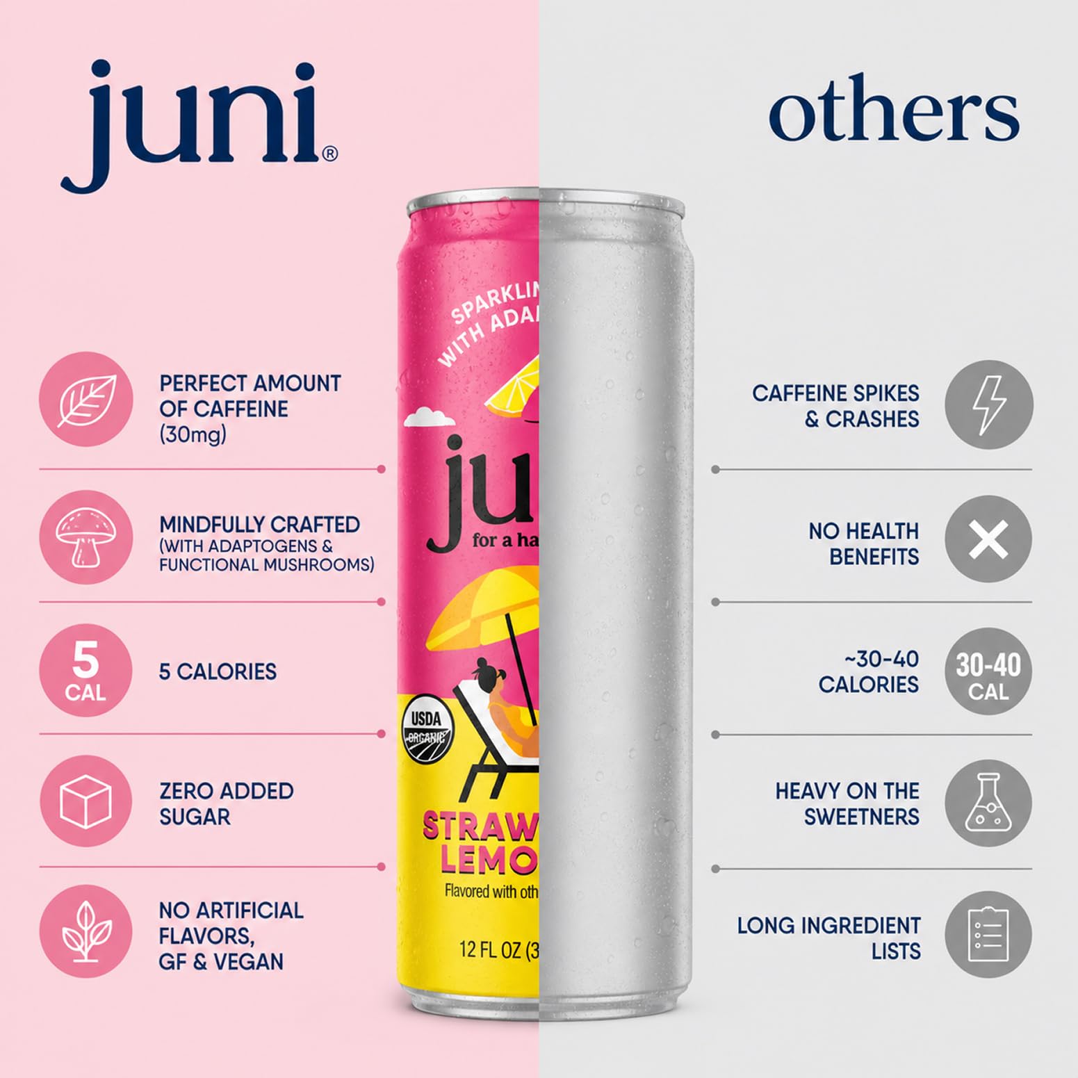 JUNI lifestyle outdoor scene with can offering refreshing nonalcoholic alternative