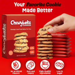 Junk Food Better chocolate chips detail showing real chips for authentic flavor