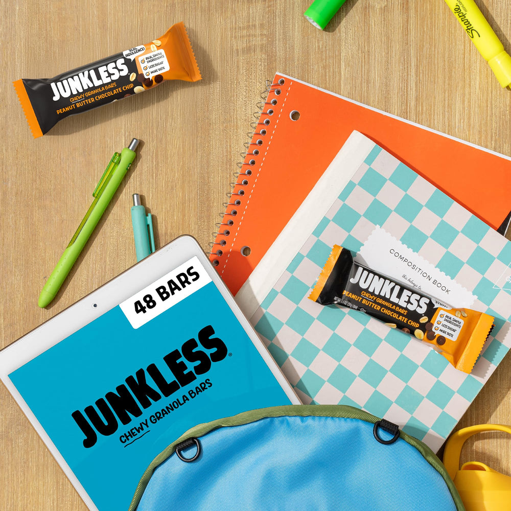 JUNKLESS bars on kitchen counter as quick snack option for busy households