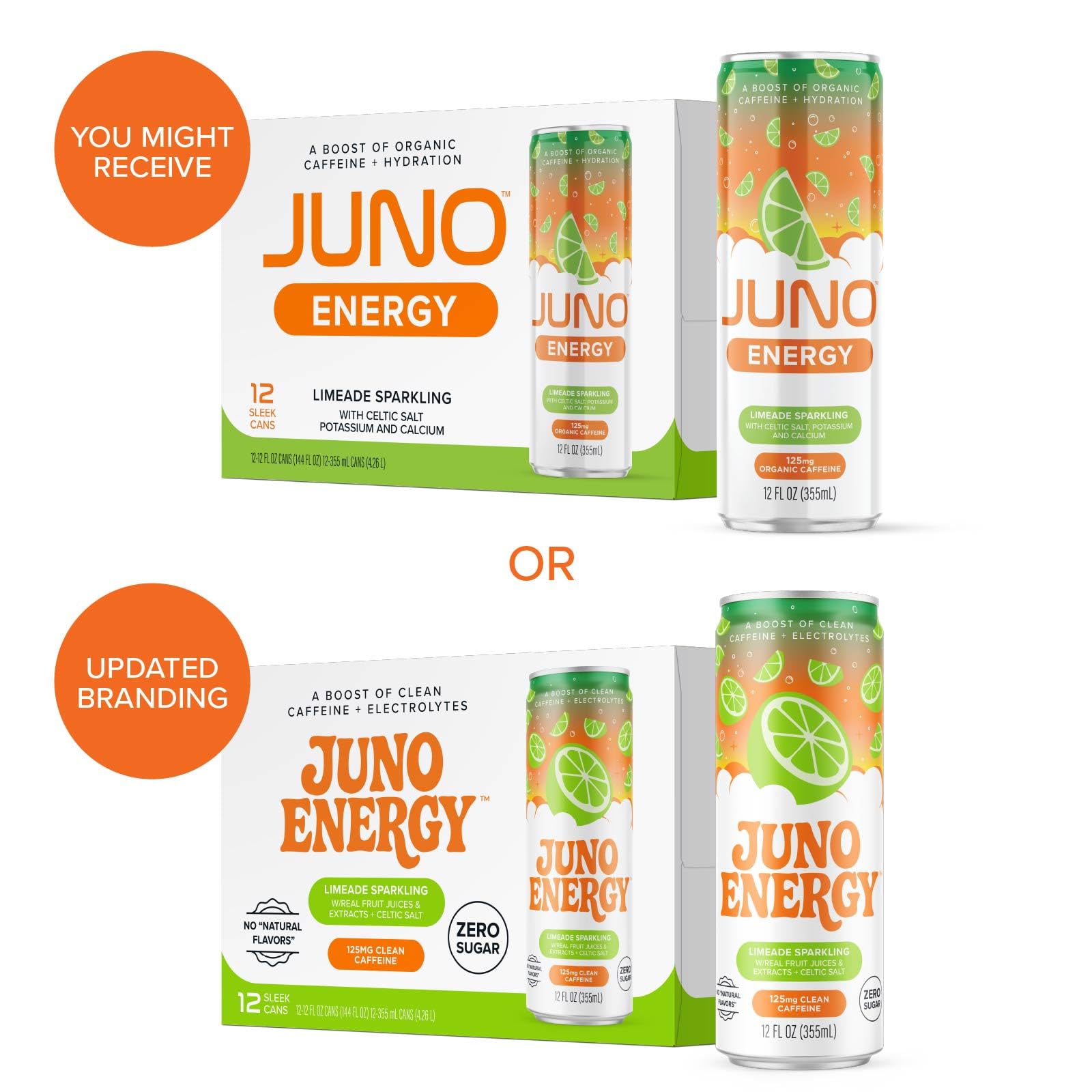 JUNO ENERGY twelve-pack group of cans for easy storage and variety