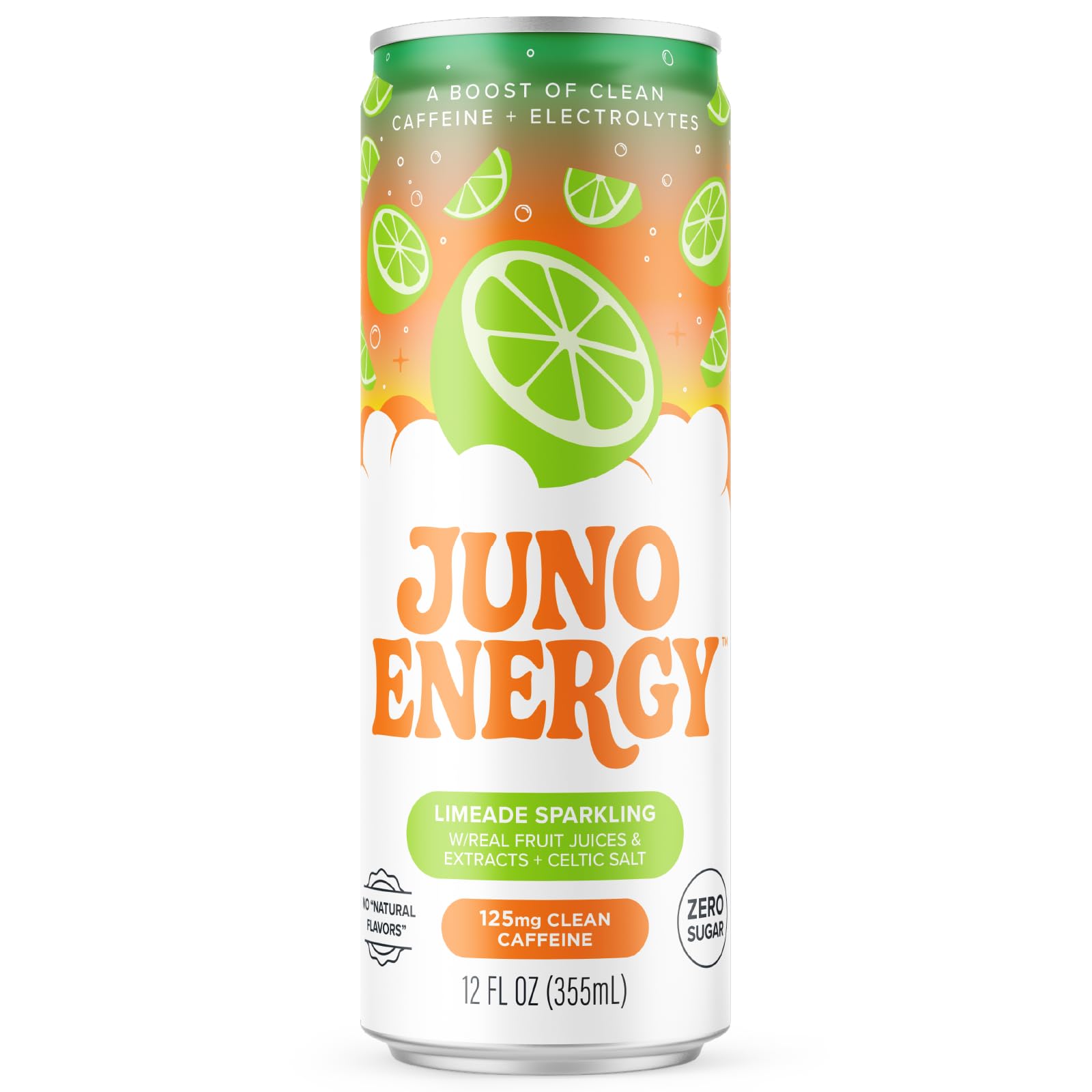 JUNO ENERGY fresh lime juice splash highlighting natural lime flavor