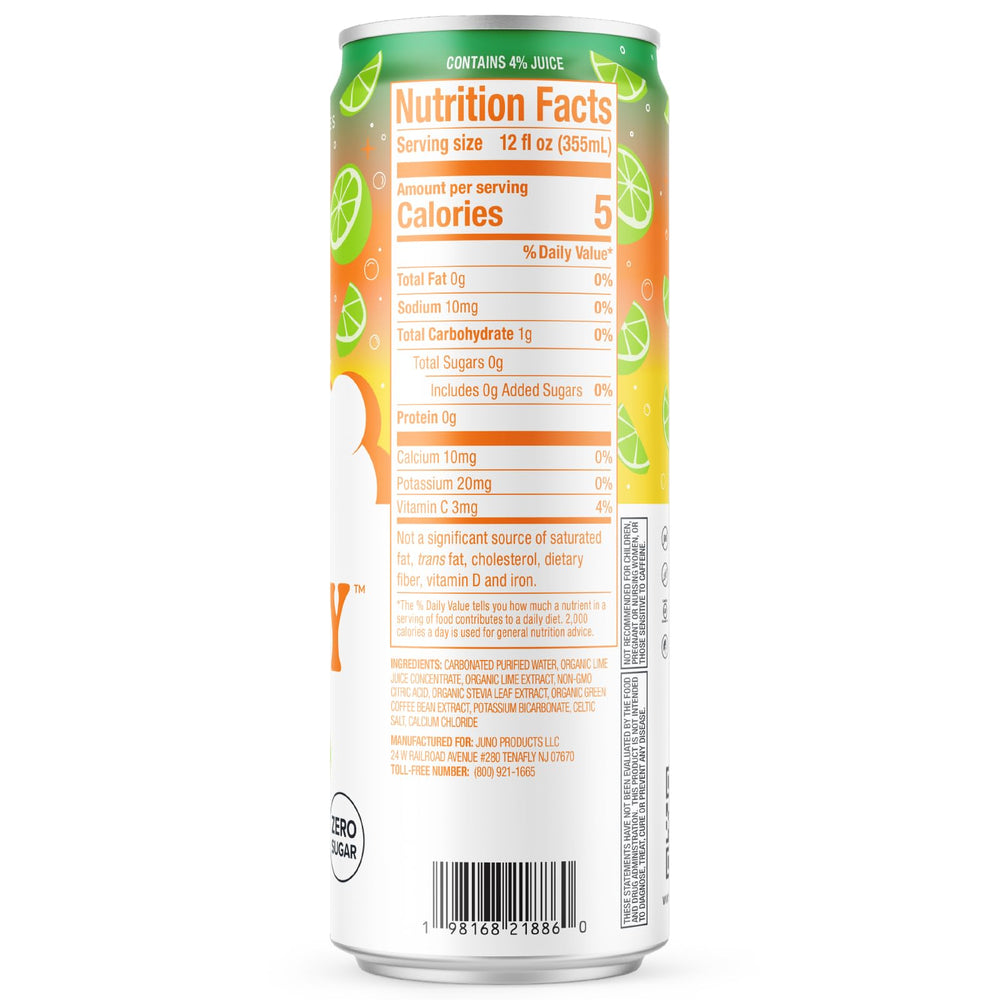 JUNO ENERGY effervescent bubbles close-up showing refreshing carbonation