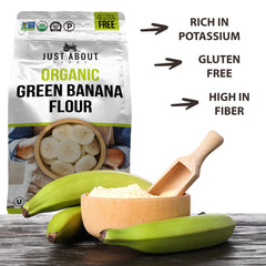 Just About close-up of fine banana flour texture adding smooth structure