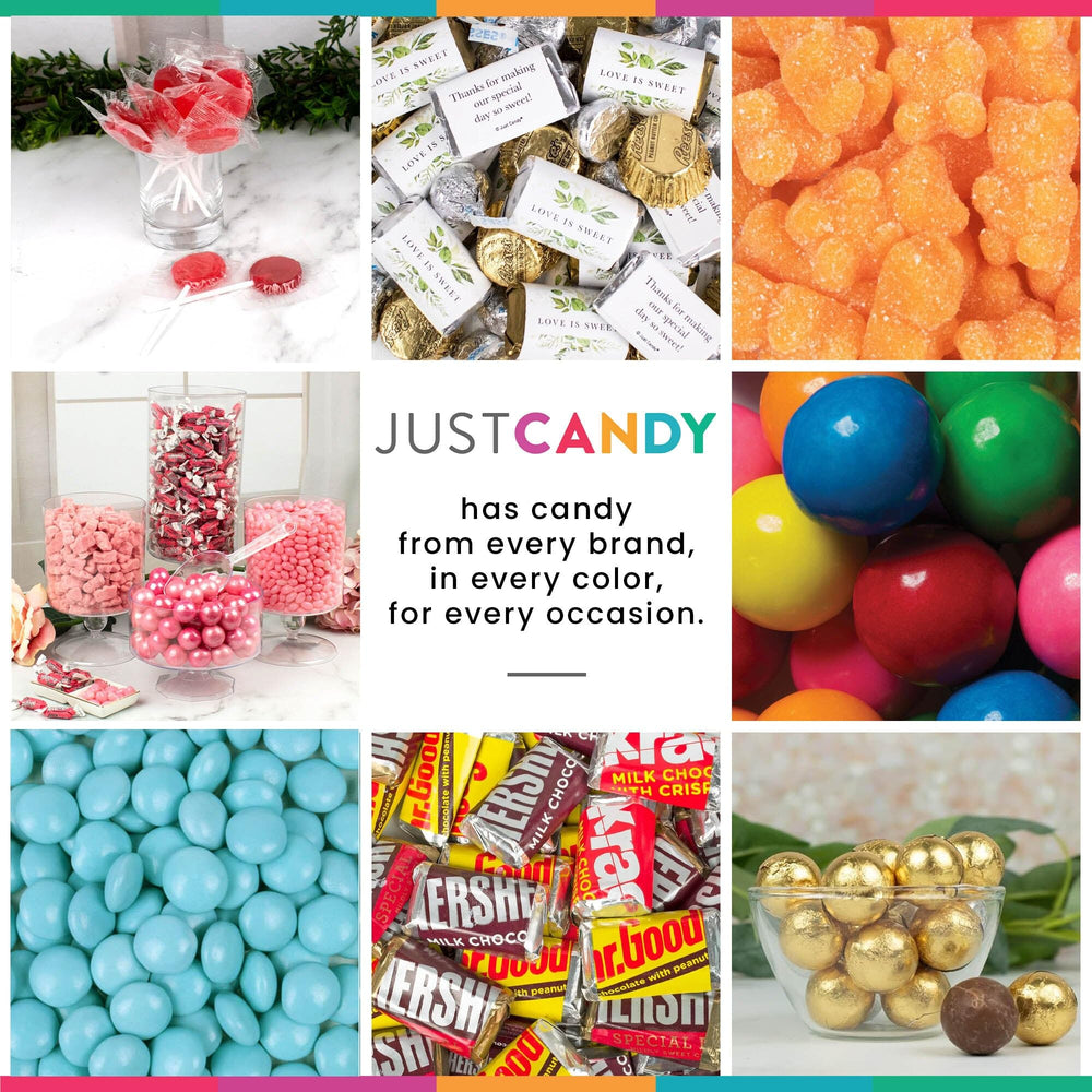 Just Candy blueberry jelly beans in colorful party table display for guests