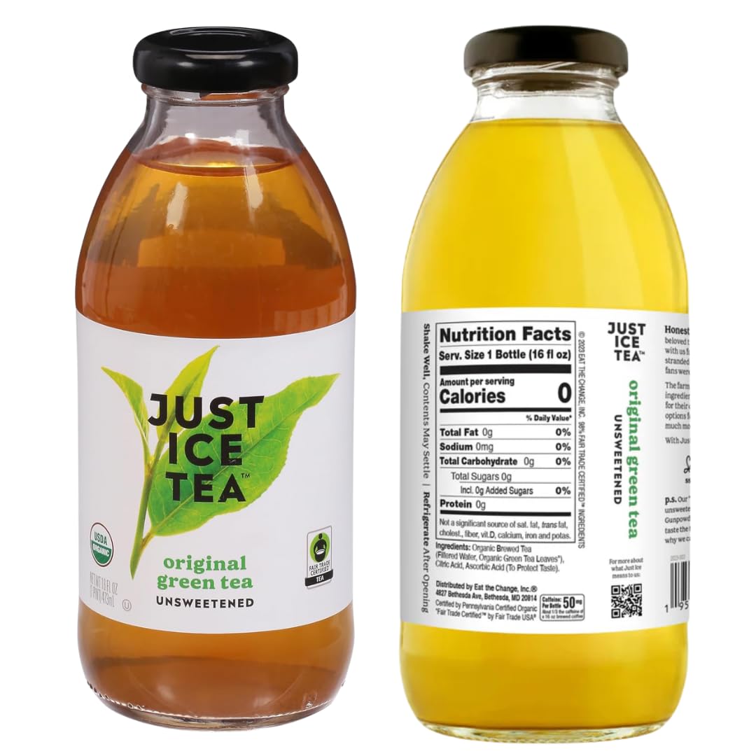 Just Ice Tea Moroccan Mint served in a glass with mint leaves for cooling refreshment