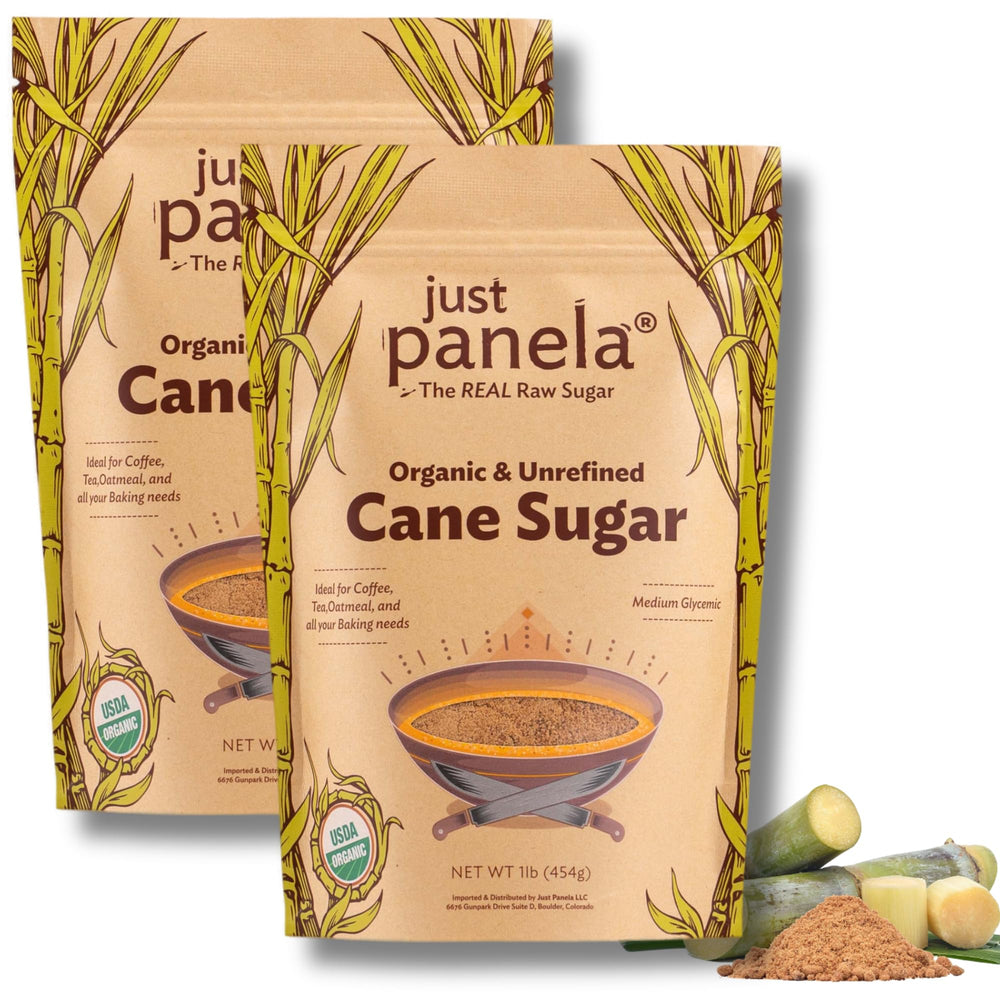 Just Panela front packaging showing brand and 2 lb bag for pantry convenience