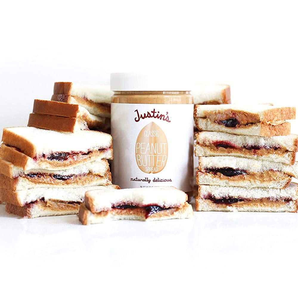 Peanut butter spread on sandwich from Justin's showing quick meal preparation benefit