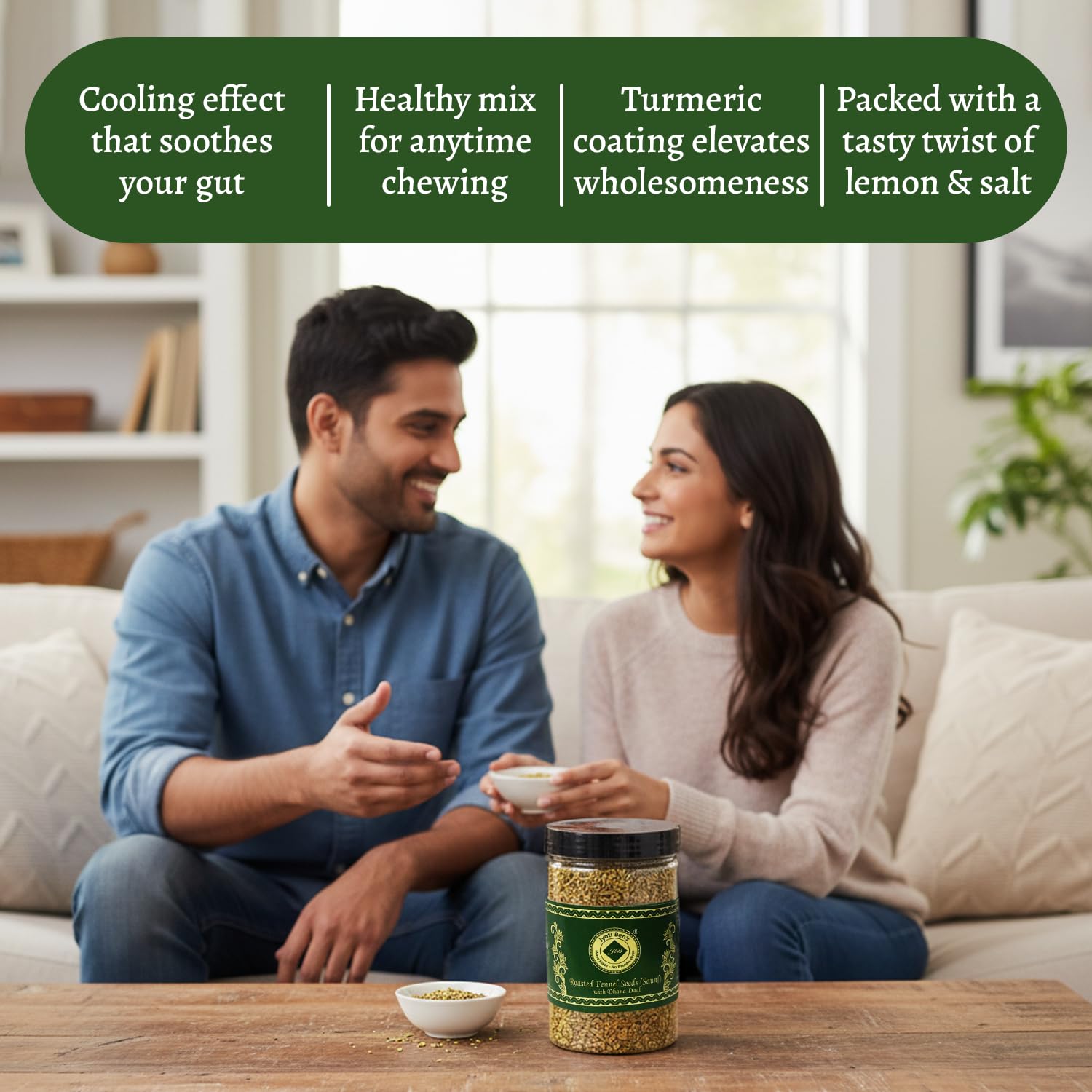 Jyoti Ben's jar held in hand showing pack size and convenient portioning