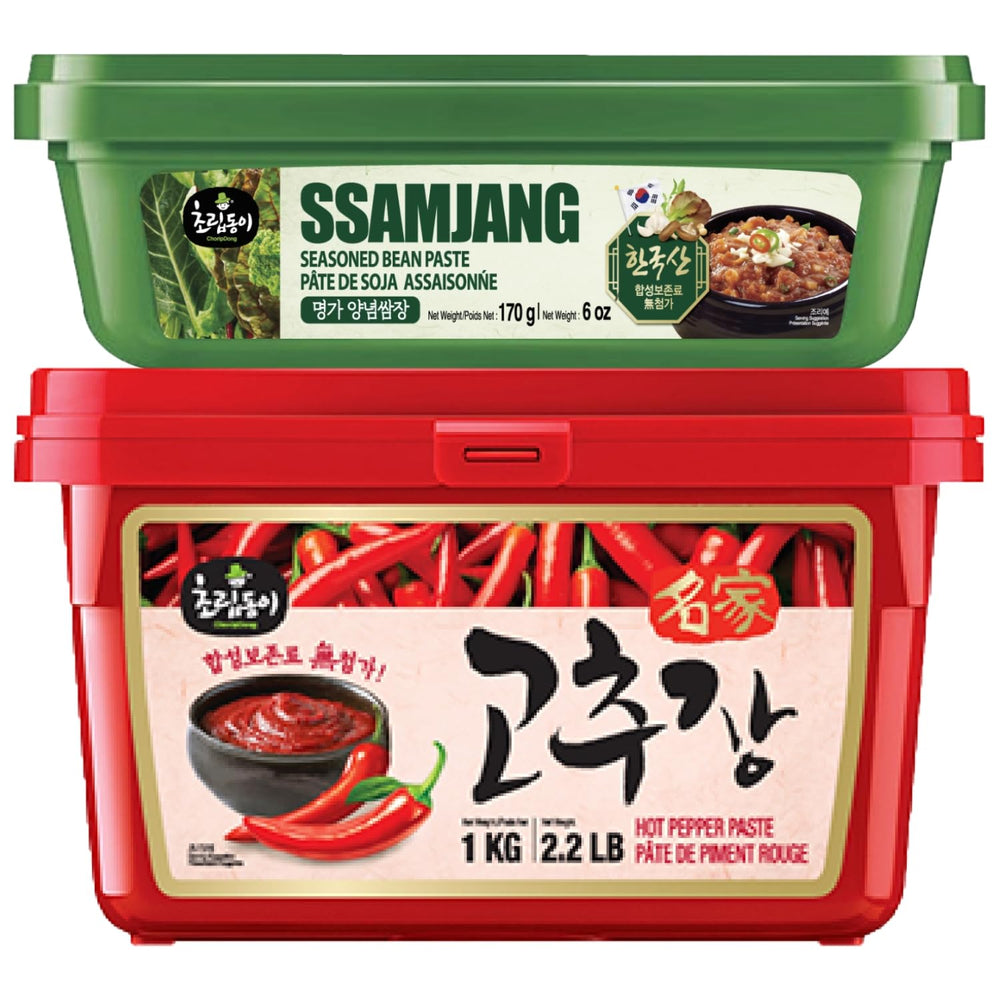 K FOOD KOREAN FOOD front packaging showing both sauce jars and convenience