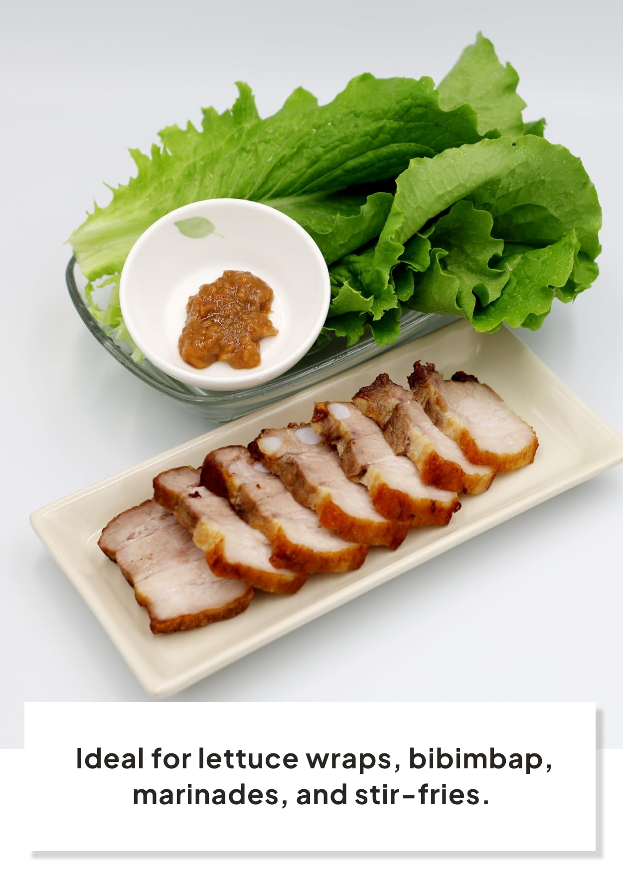 K FOOD KOREAN FOOD spoon of ssamjang showing thick, savory spreadable texture