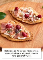 K FOOD croissant bites beside coffee cup, ideal pairing for morning breaks