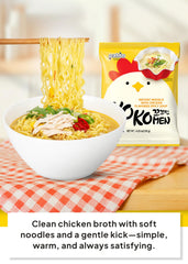 K FOOD Paldo KOKOMEN close-up of springy noodles showing chewy texture