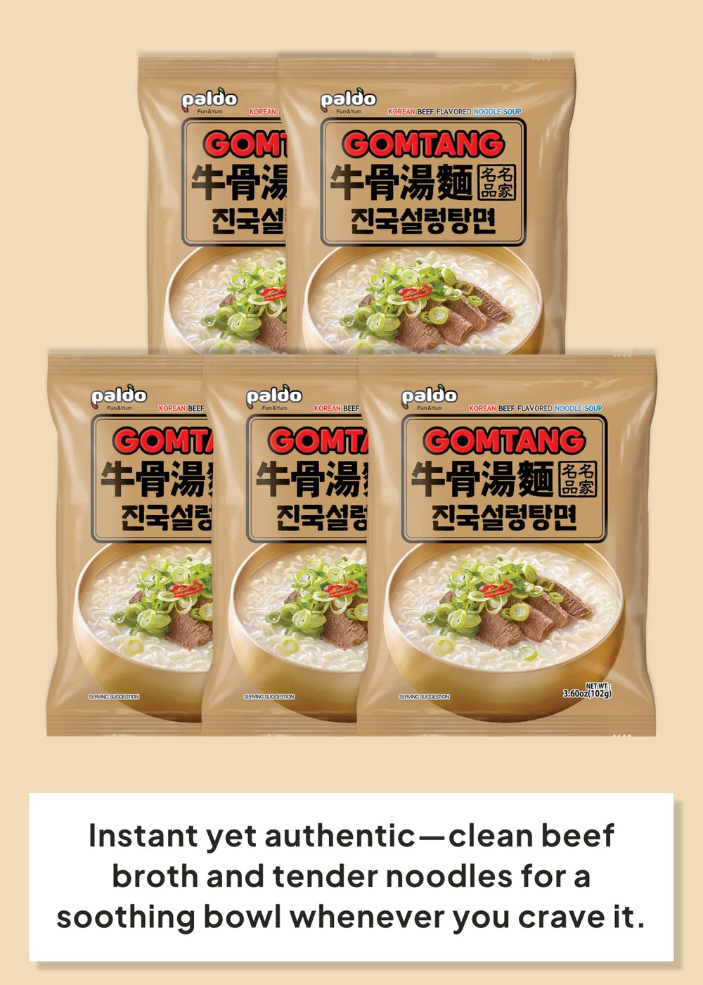 K FOOD KOREAN FOOD five-pack stacked to highlight value and meal prep convenience