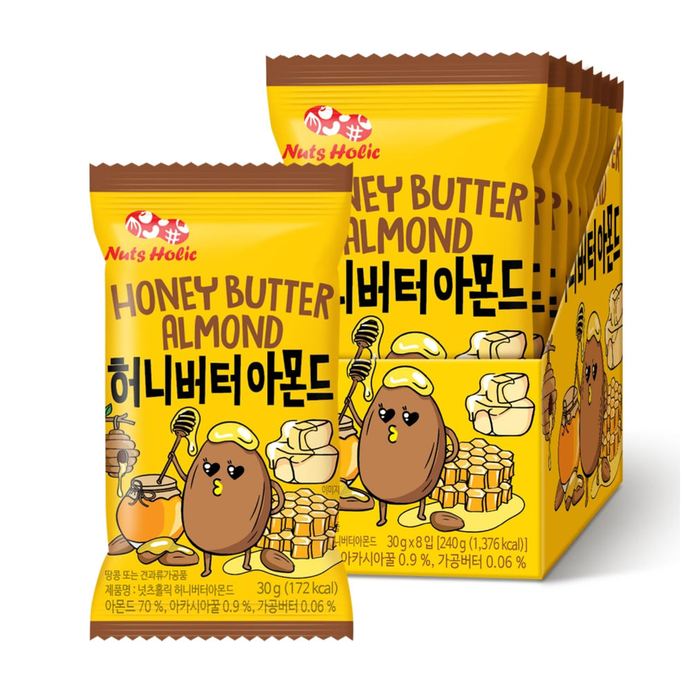 K FOOD KOREAN FOOD front packaging showing eight snack pouches and branding benefit convenience